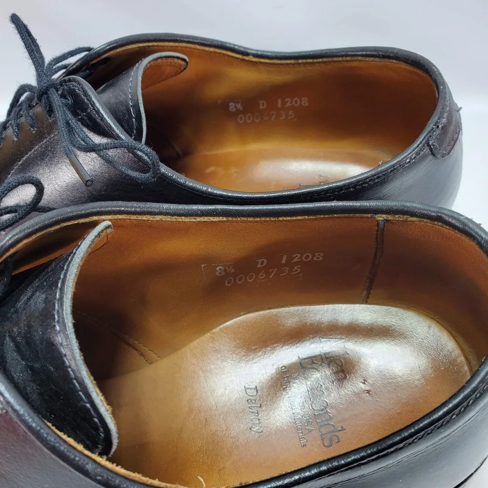 Allen Edmonds Delray‎ Dress Shoes Mens 8.5 D Black Leather Split Toe Derby 1208